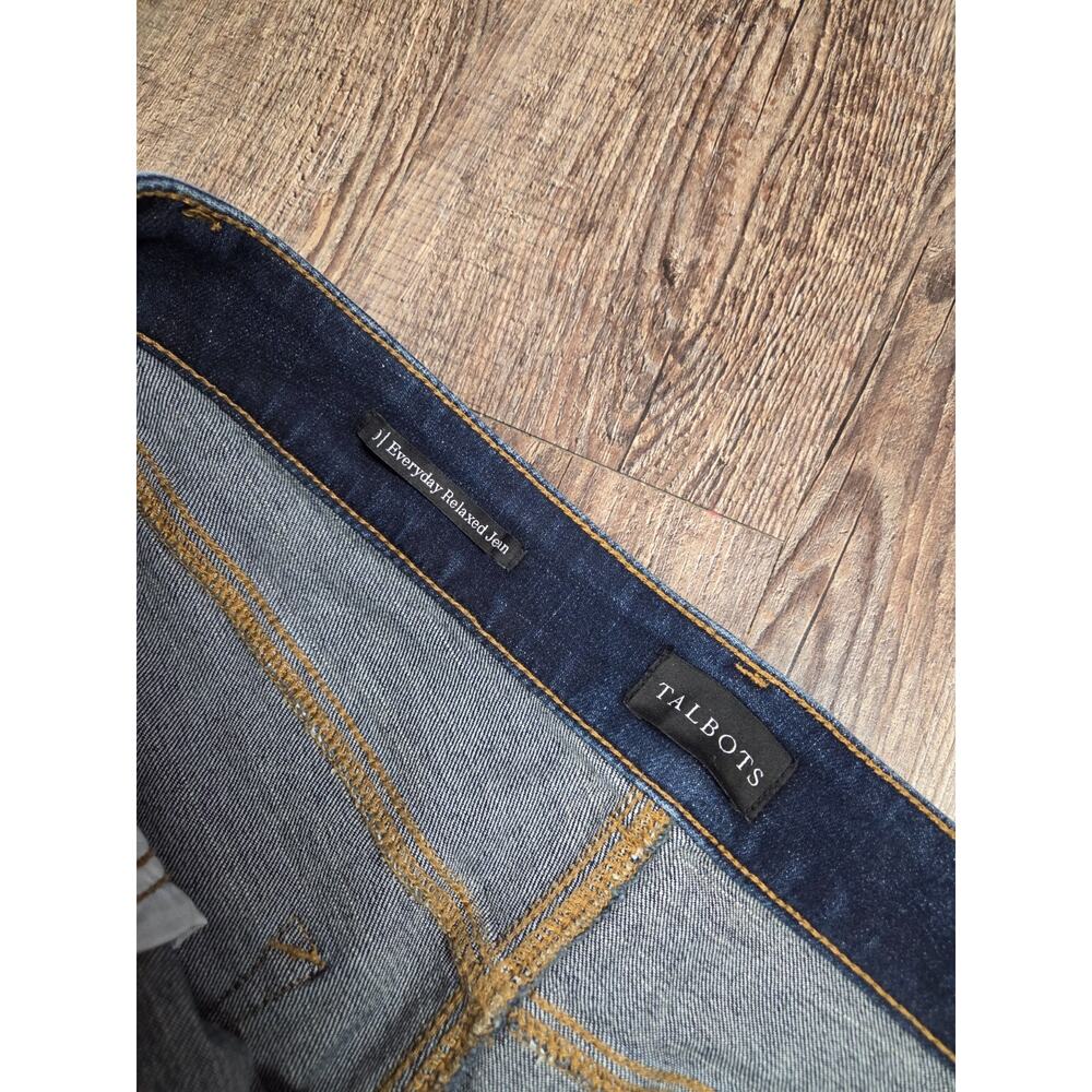 Talbots Tartan Red Plaid Everyday Relaxed Jeans Dark Wash Size 10 - Picture 3 of 5